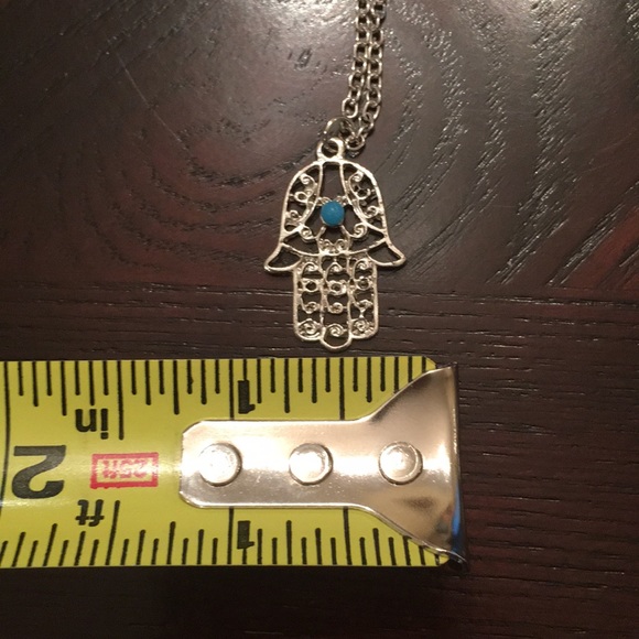 Lucky Hamsa or Fatima Necklace in Silver Tone - Picture 5 of 5
